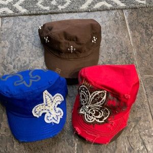 Hat bundle. Royal blue, red and brown